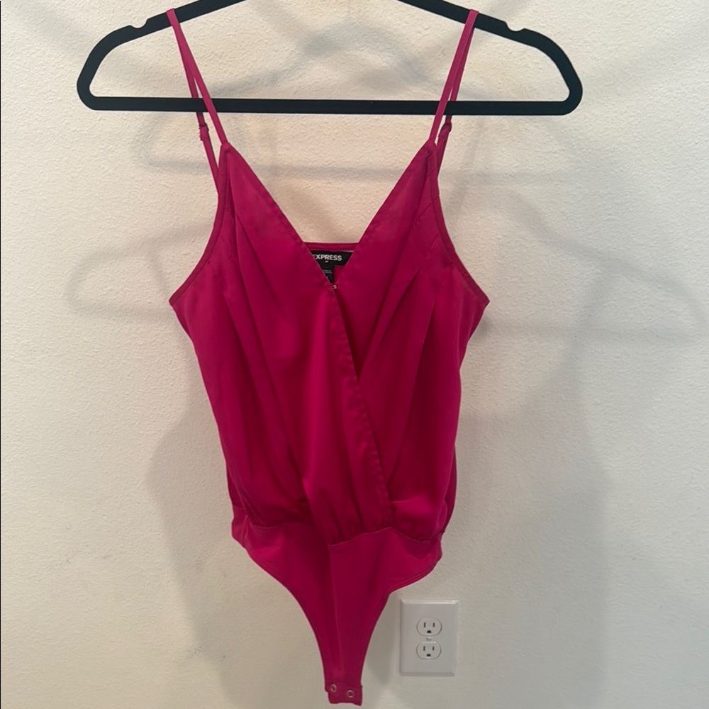 Express Fuchsia pink Wrap Bodysuit